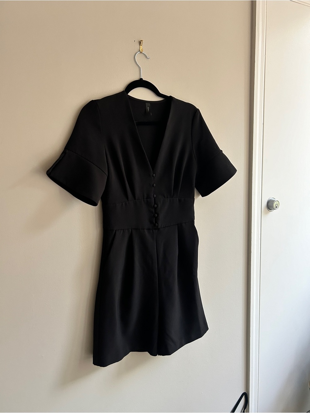 Elegant Black V-Neck Romper